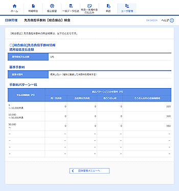 [BKGK024]先方負担手数料［総合振込］照会画面